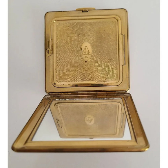 Vintage Square KIGU Powder Compact Case‎ Golden Tone - Picture 7 of 7
